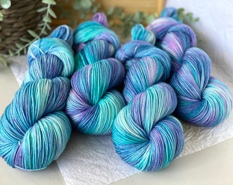 Naiad, Hand Dyed Sock Yarn, Merino Nylon Sock Yarn, 4 Ply Fingering Weight Yarn, Yarn for Knitting and Crochet, Indie Dyed Yarn, Variegated