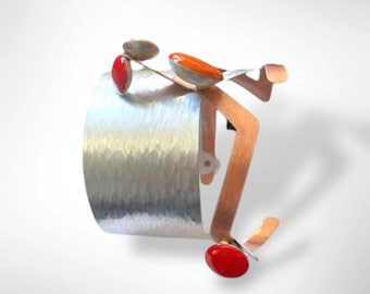 COSECHA / RENOVACIÓN 1 Brazalete llamativo y atrevido con resina roja y naranja