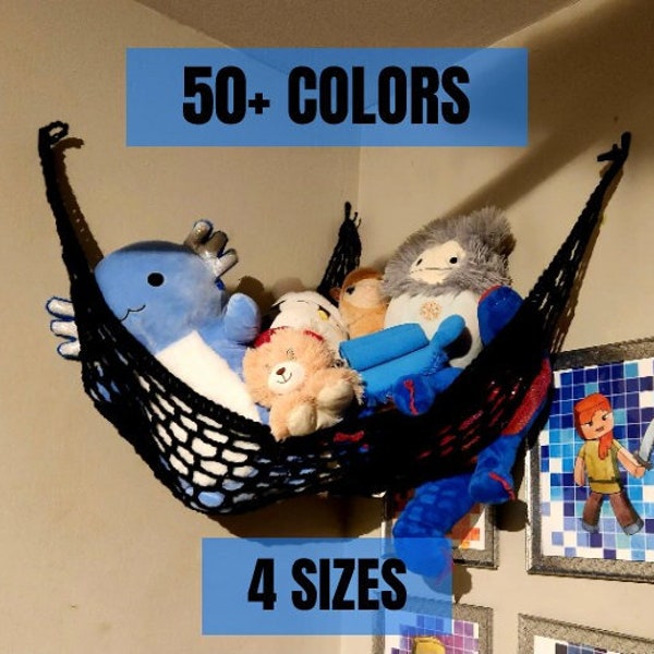 Crochet Toy Hammock | *NEW* XXL 5' size | 76 COLORS | Made to order | Toy Organization | Stuffed Animal Holder | Pick your color | Handmade