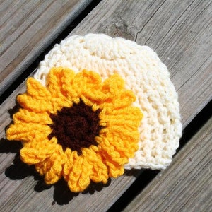 Crochet Sunflower Beanie | 8 Sizes | Customizable | Handmade | Made to Order