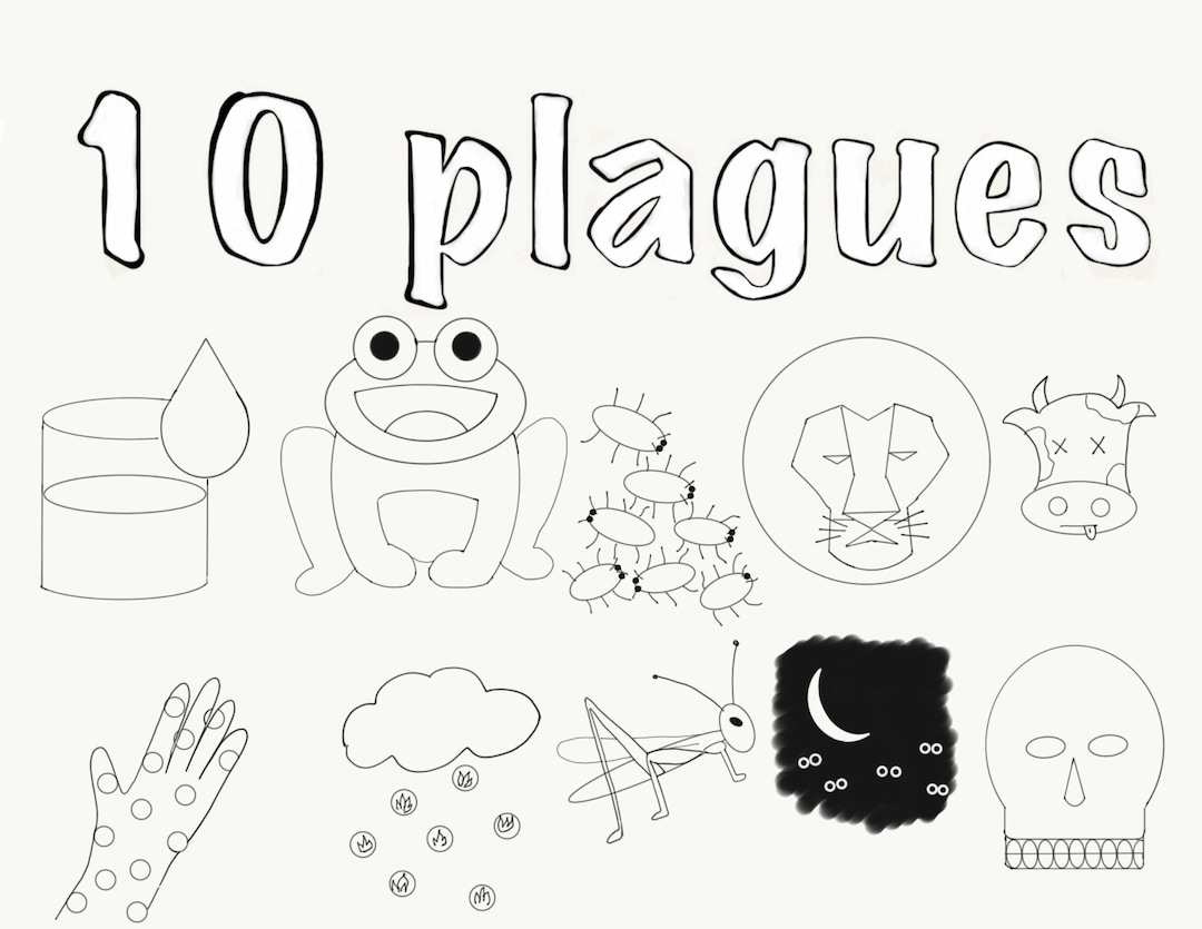 Passover Coloring Page 10 Plagues - Etsy passover-coloring-page-10-plagues-etsy