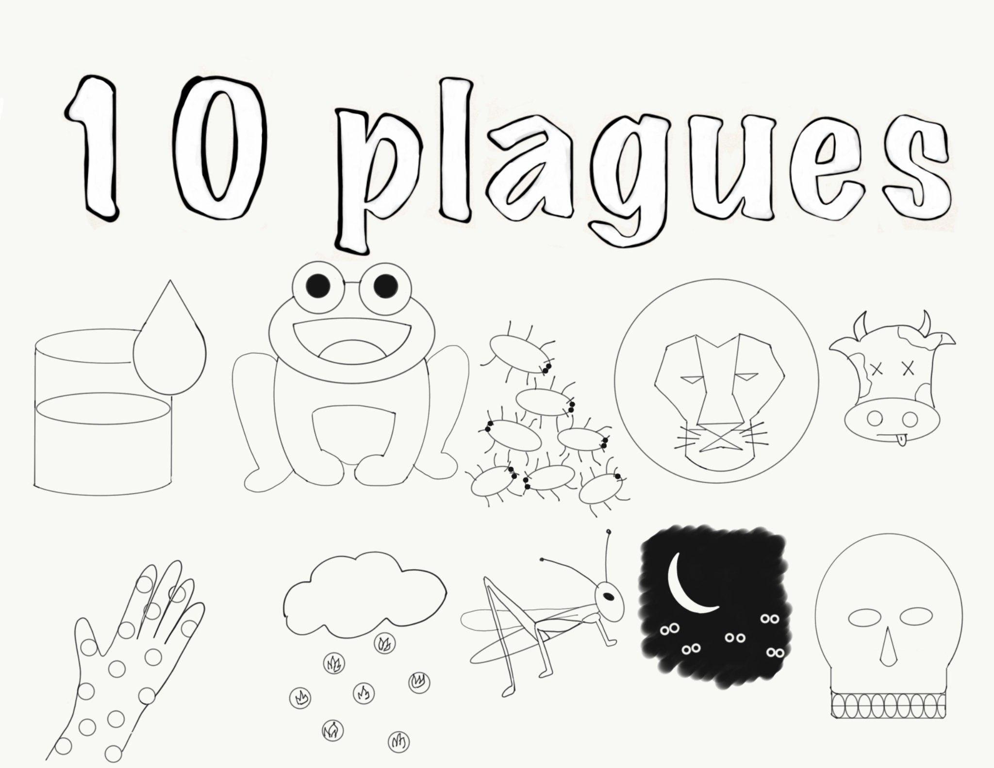 Passover Coloring Page 10 Plagues Etsy UK