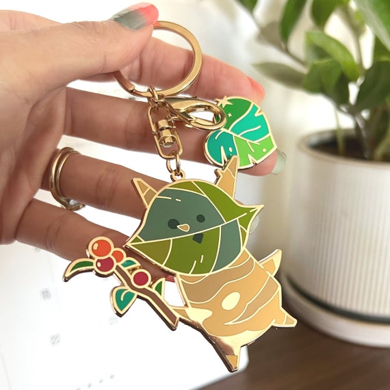 Korok From Legend of Zelda Keychain or Pin With Leaf Pendant Wind