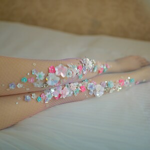 The Candyland Fishnet Stockings | Flower Vintage Tights | Ombre Florets ...