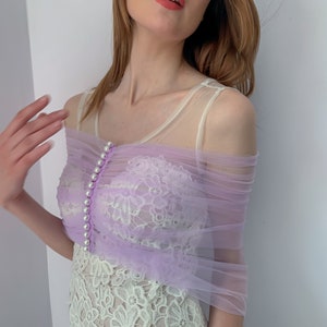 Meghan Silk Tulle Custom Color Cape | Tulle wrap With Pearl Buttons | Vintage 90s Bridal Wrap | Bridesmaid Shawl Cover | Reversible Cover up