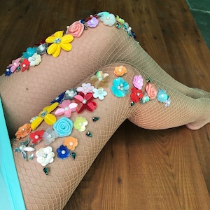 Ethereal Fishnet Stockings | Flower Vintage Tights | Wedding Pantyhose ...