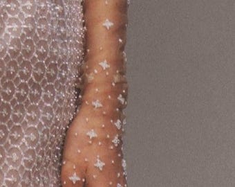 The Ariana Custom Gloves to Match The Dress | Hand Embroidered Wedding Gloves | Ivory Silk Threadwork Fingerless Sheer Bridal Tulle Gloves