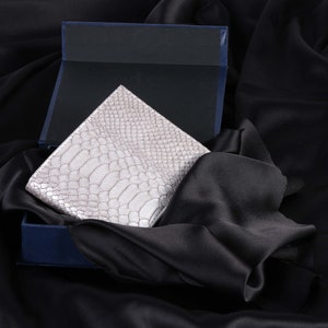Snake (Patent Textured)  Men's Glossy Silver Wallet | Fathers Day Gift | Gift For Dad | Vegan Faux leather Wallet | Crocodile leather Wallet