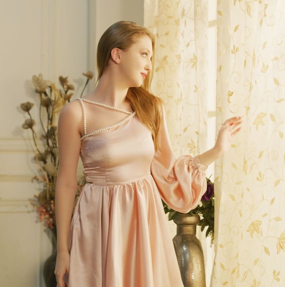 rose gold satin bridesmaid dresses