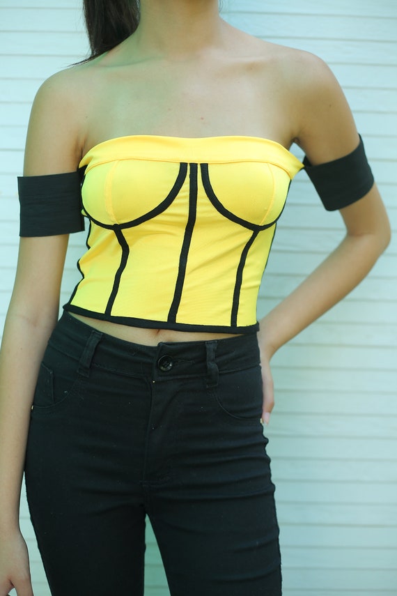 Black and yellow tube top Clearance