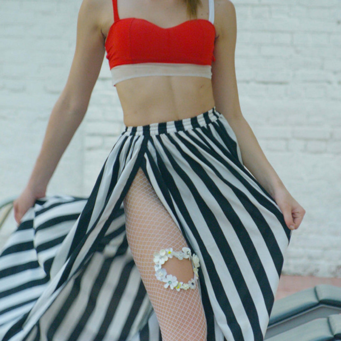 Desiree Rhinestone Fishnet Cutout Hips Clasp Shorts Set