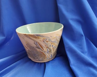 Wind Swept Aqua: Agateware vase