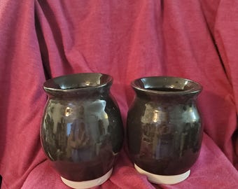 Black sparkle bud vase pair