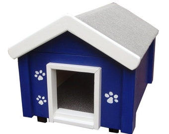 Outdoor Katzenhaus Modell Marineblau Single Spitzdach