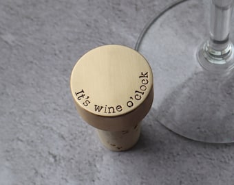 Personalised Bottle Stopper, Personalized Wine Bottle Cork, Customised Handmade Solid Brass Bottle Stop, Anniversary present Wine lover Gift