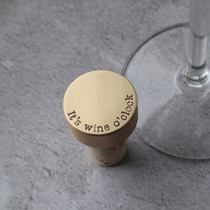 Personalised Bottle Stopper, Personalized Wine Bottle Cork, Customised Handmade Solid Brass Bottle Stop, Anniversary present Wine lover Gift image 1