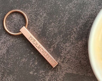 Copper Bar Key Ring, Personalised Custom Key Ring, Square Bar Keyring, Present Ideas, Mothers Day, Dad, Small Gift, Handmade, thank you