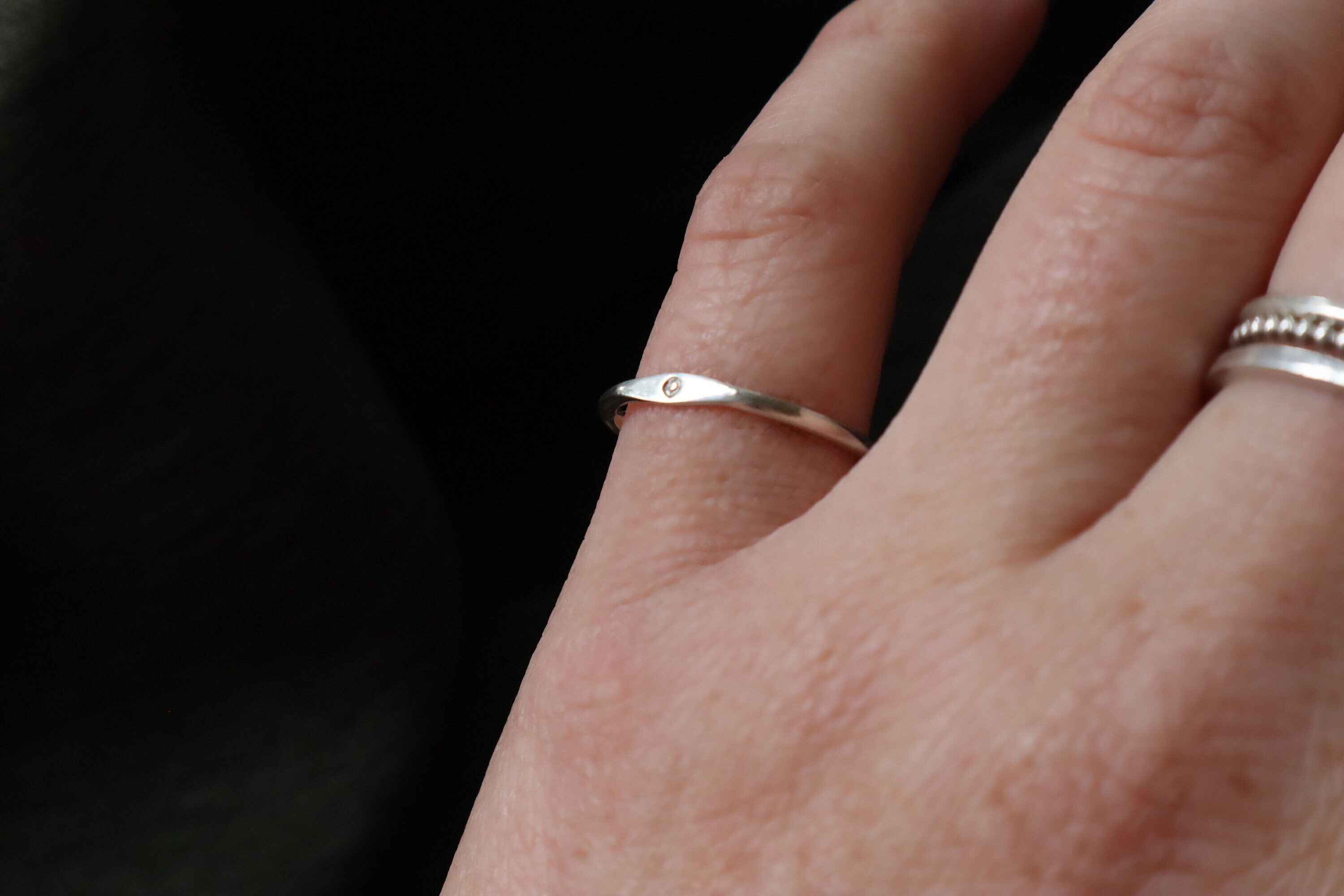 Mini Signet Ring Sterling Silver, Personalised Initial, Letter Ring, 925 Solid Silver, Delicate Ring, Minimalist Stacking Ring