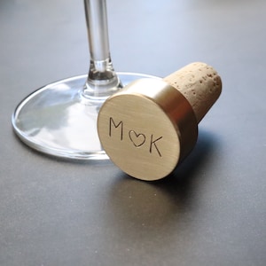 Monogram Bottle Stopper, Initial Wine Bottle Cork, Couples Handmade Solid Brass Bottle Stop, Anniversary present Wine lover Gift