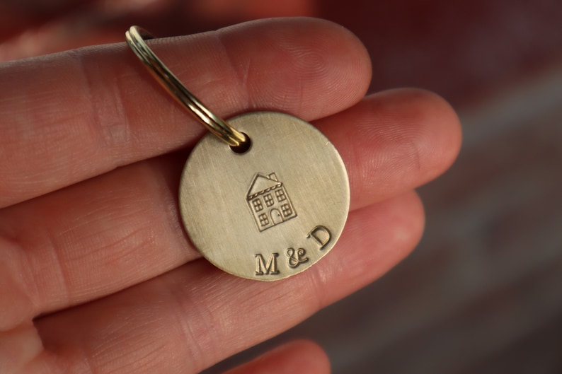 House Key Ring, Gold personalised Key Chain