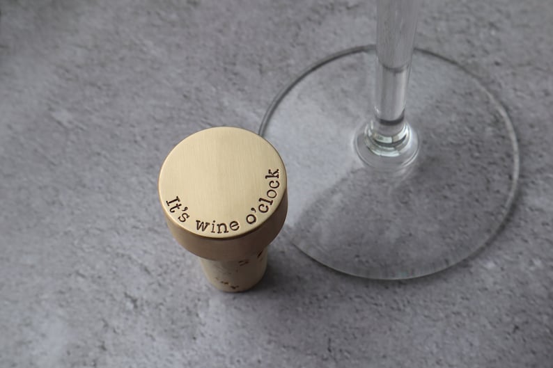 Personalised Bottle Stopper, Personalized Wine Bottle Cork, Customised Handmade Solid Brass Bottle Stop, Anniversary present Wine lover Gift image 1