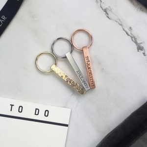 Roman Numeral Personalised Keyring, Anniversary Gift Stamped Bar, Date Keyfob, Anniversary present, Birthday Present, Custom Gift idea