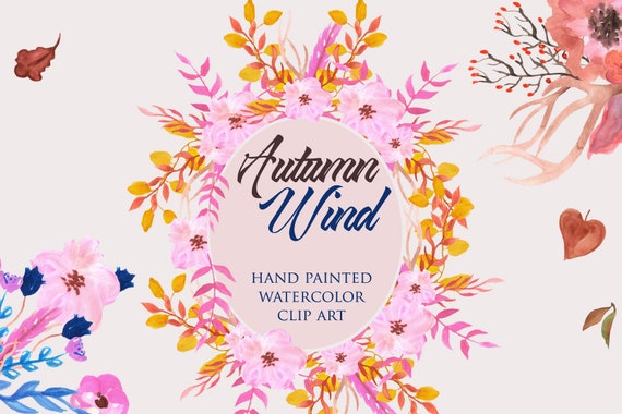 Autumn Watercolor Clip Art Fall Wedding Clipart Fall Etsy