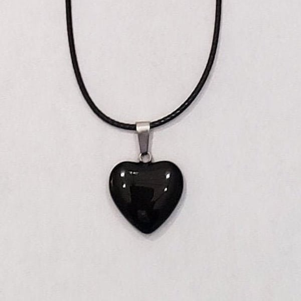 Obsidian Heart Necklace, Obsidian Heart Pendant, Obsidian Stone Pendant, Obsidian Stone Necklace, Black Heart Necklace, Black Heart Pendant