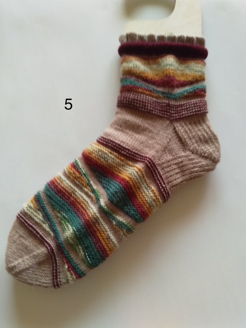 Handmade unique thin wool socks image 5