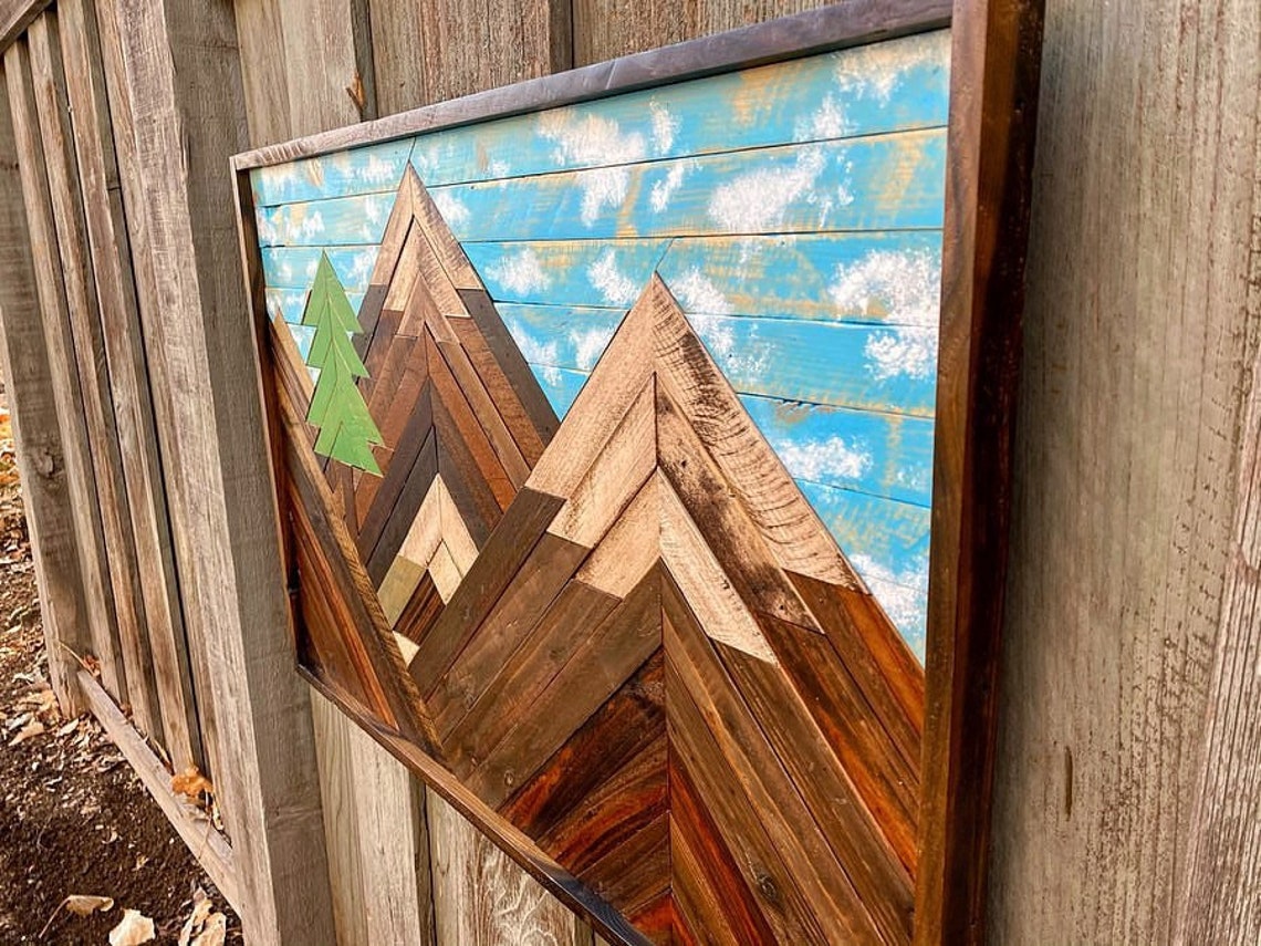 Mountain Art Wood Art Wall Art Mountain Mountain Etsy