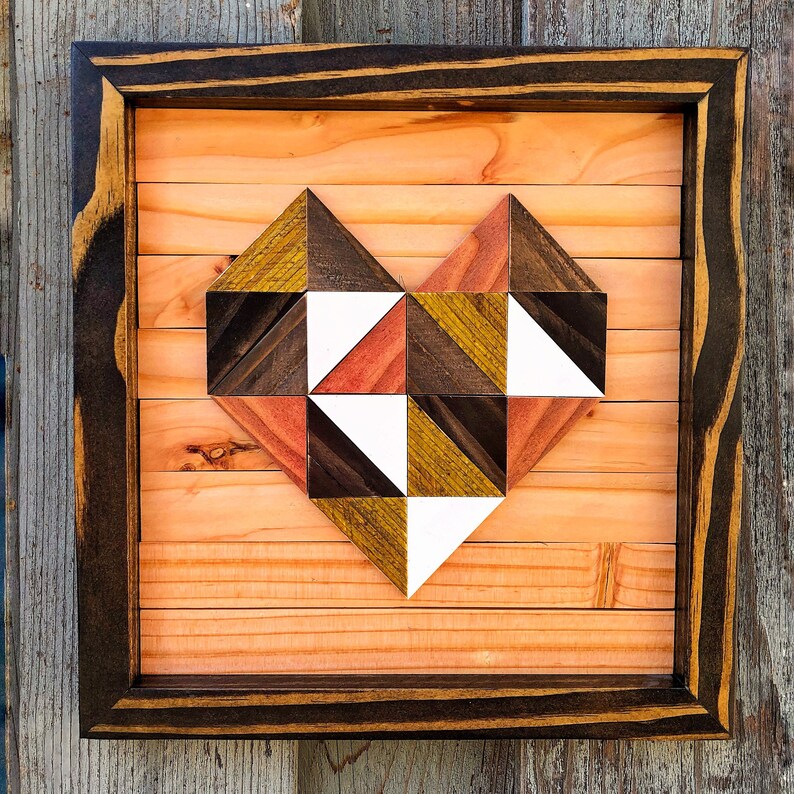 Geometric Wood Heart Wood Art Wood Wall Art Handmade Etsy