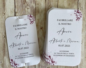 ETICHETTE stelle filanti MATRIMONIO tema VINO, angoli arrotondati - wedding sparklers tags