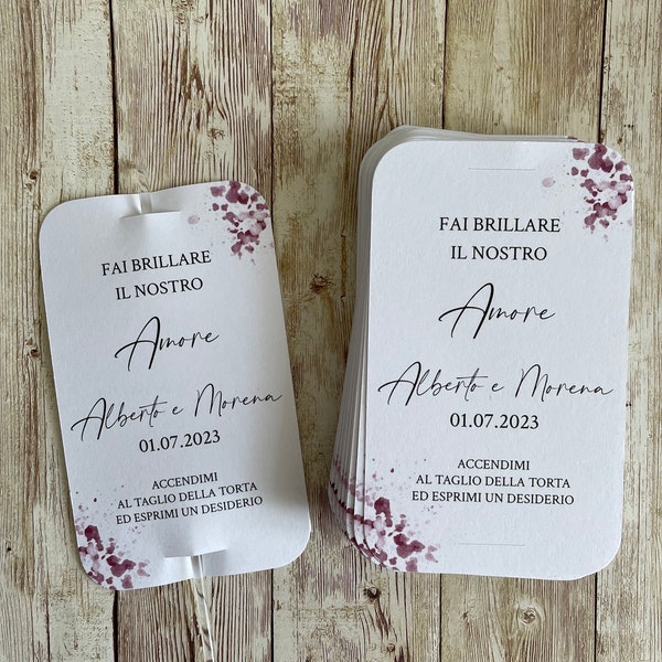 ETICHETTE stelle filanti MATRIMONIO tema VINO, angoli arrotondati - wedding sparklers tags