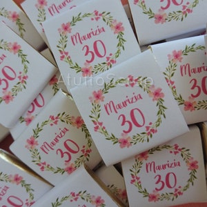 CIOCCOLATINI PERSONALIZZATI ROSA, tema floreale, 30 anni, compleanno immagine 3