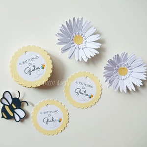 KIT theme party BEES, DAISIES, honey - stickers and labels, cake topper, yellow