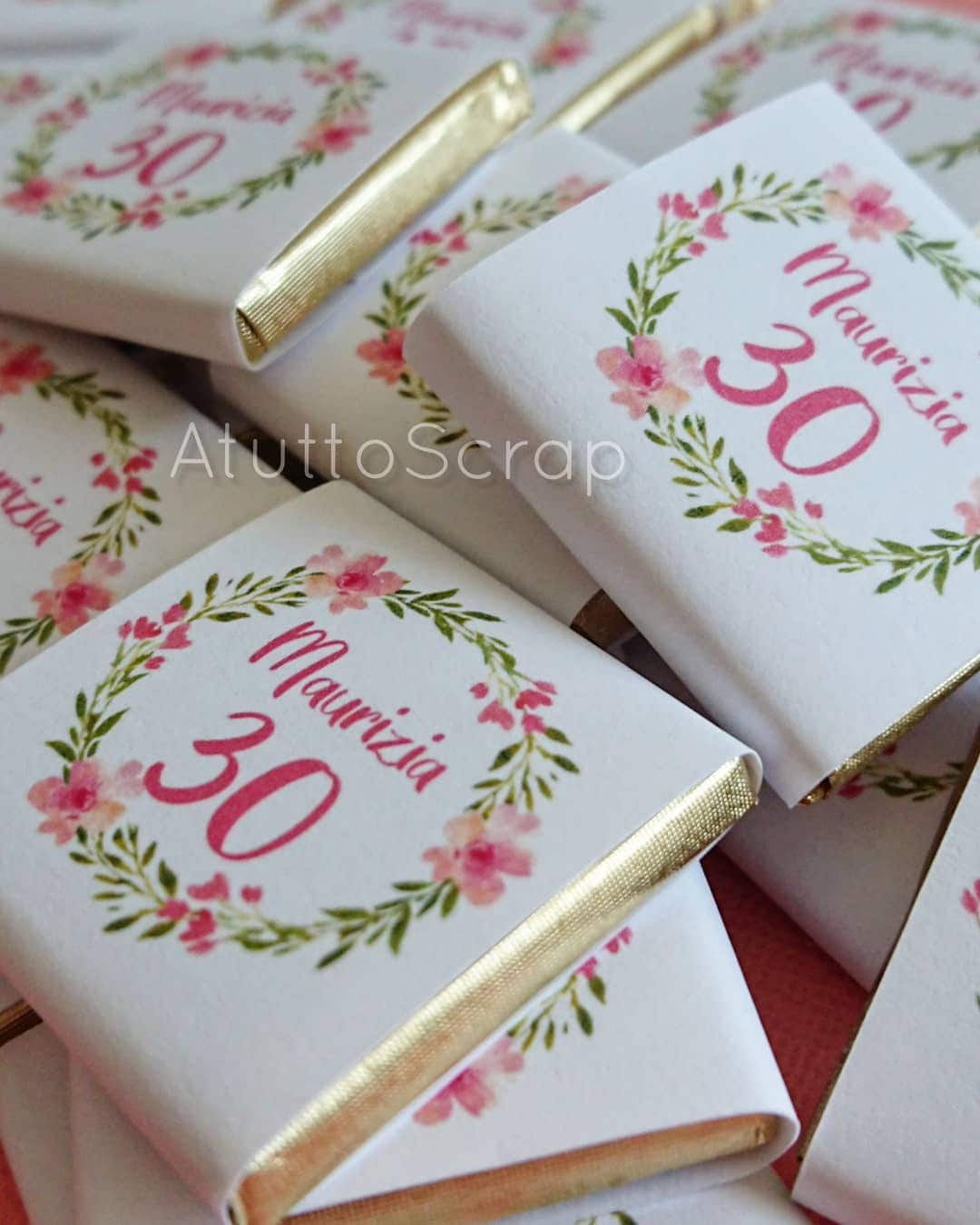 PERSONALIZED PINK CHOCOLATES, Floral Theme, 30 Years, Birthday -   Australia