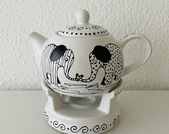 Teekanne mit Stövchen aus Kollektion „Elefanten“