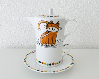 Teekanne mit Tasse aus Kollektion „Katzen“