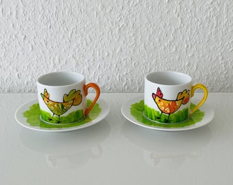 Espresso-Tasse aus Kollektion „Bunte Hühner“