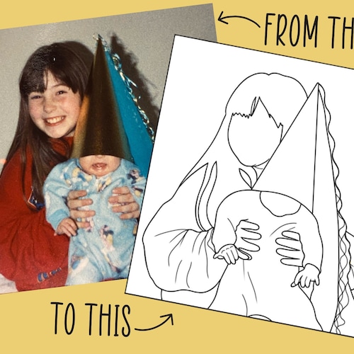 Conception de tatouage, Portrait de dessin au trait personnalisé, Portrait simple, Dessin de contour, Portrait de contour, Cadeau personnalisé, Art personnalisé, Illustration personnalisée