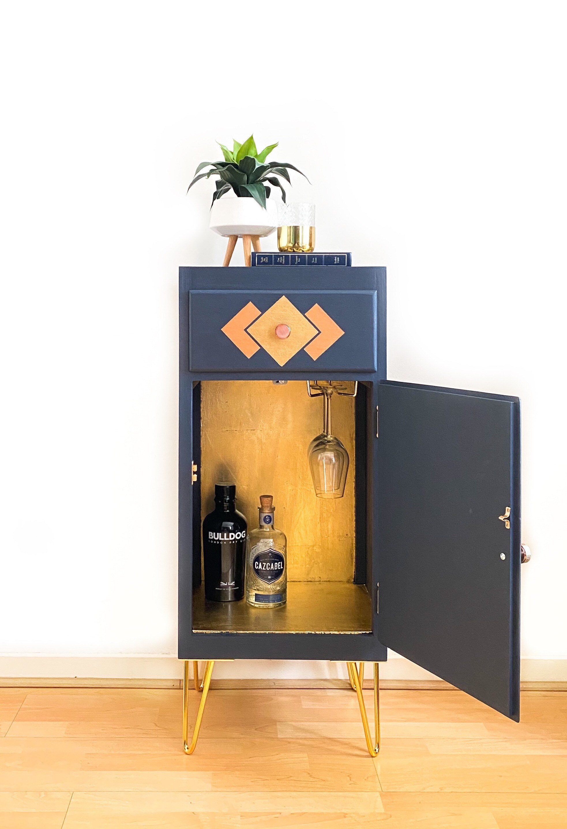 Navy blue drinks cabinet discount