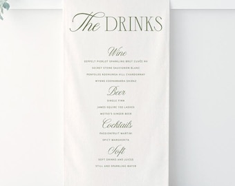 Personalized Linen Bar Sign – Custom Wedding Drinks Menu