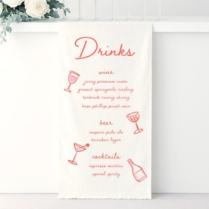 Personalised Fabric Bar Sign – Custom Linen Bar Sign – Satin Bar Sign  – Modern Wedding Decor