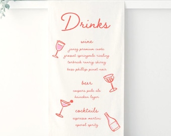 Personalized Linen Bar Sign – Custom Wedding Drinks Menu