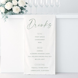 Personalised Fabric Bar Sign – Custom Linen Bar Sign – Satin Bar Sign  – Modern Wedding Decor