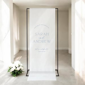 Personalised Fabric Wedding Welcome Sign – Custom Linen Banner – Boho Ceremony Signage – Modern Wedding Decor