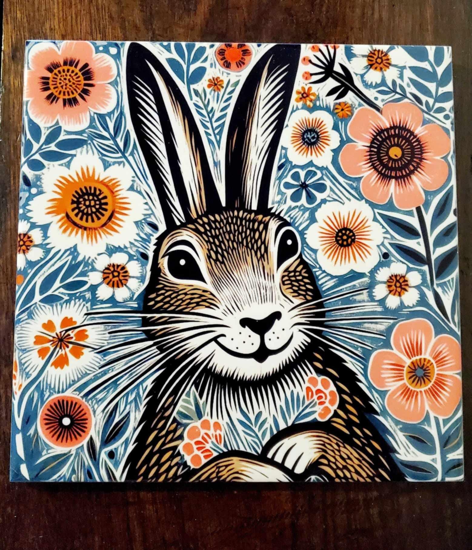 WILD Animals 20cm Ceramic Tile POT STAND Colourful Design With Cork ...
