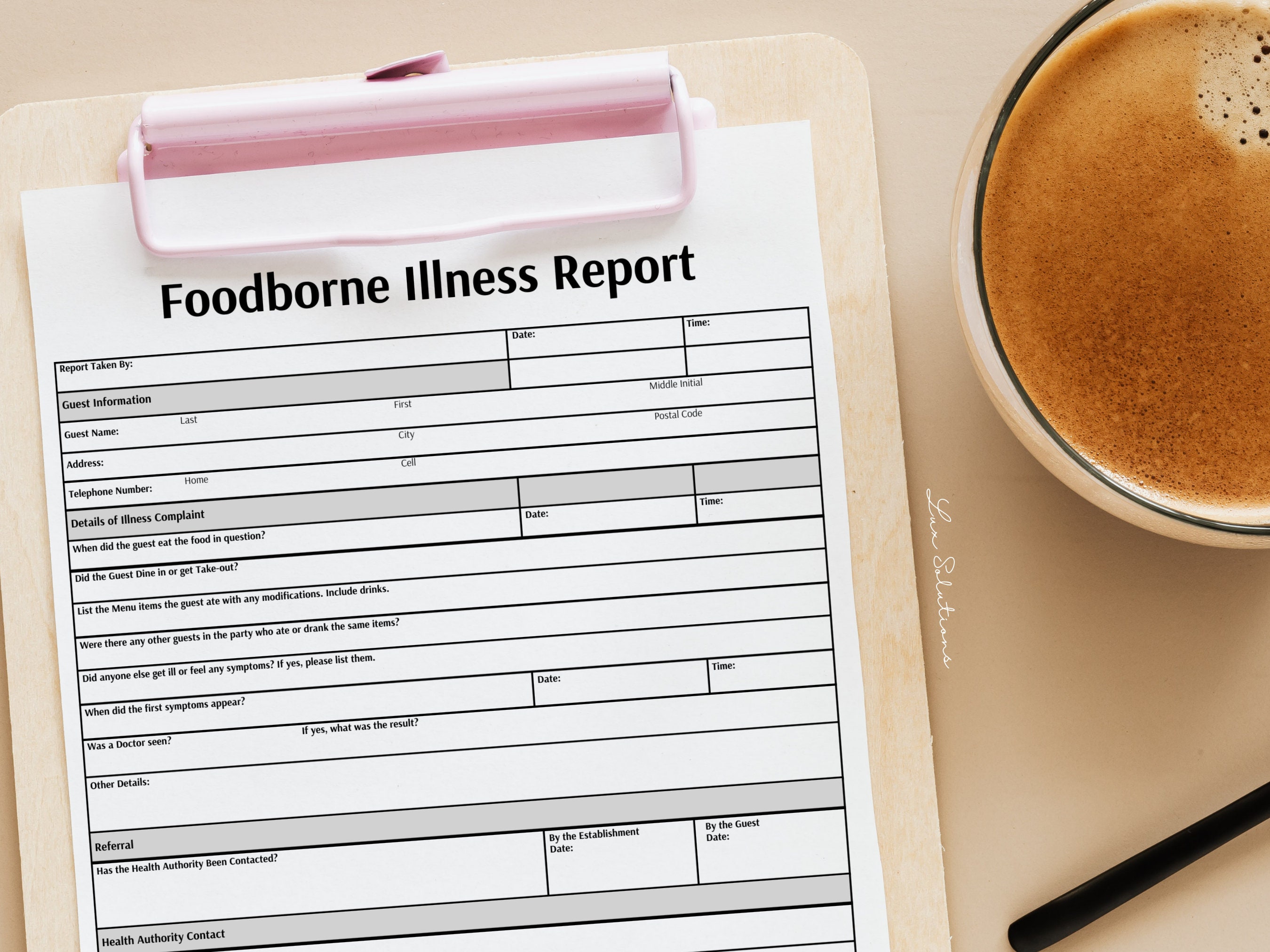 Foodborne illness report restaurant form printable report restaurant