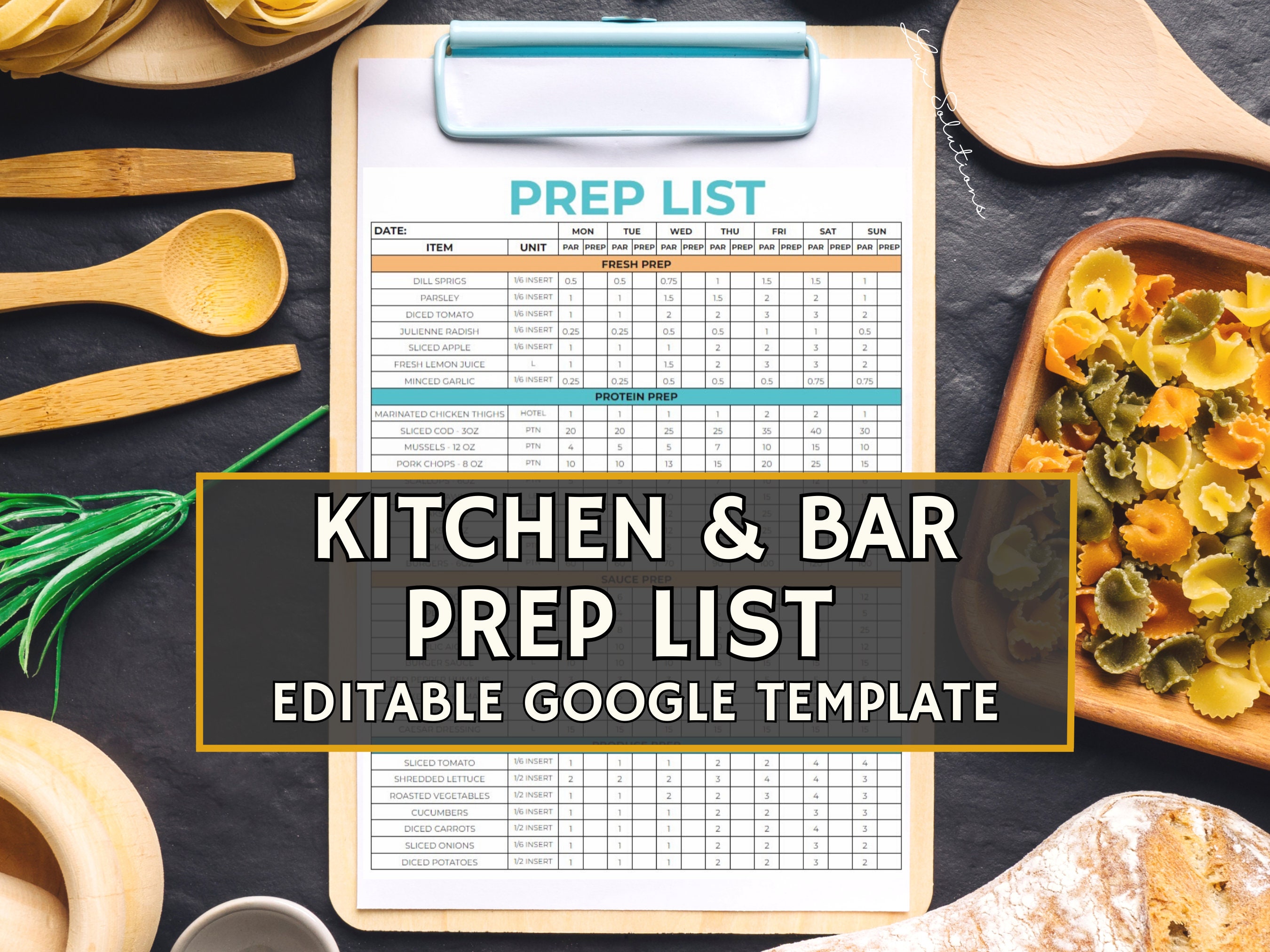 Prep & Par List Template, Food Prep List, Prep List Template, Editable Prep & Par List Template, Food Prep List, Prep List Template, Editable