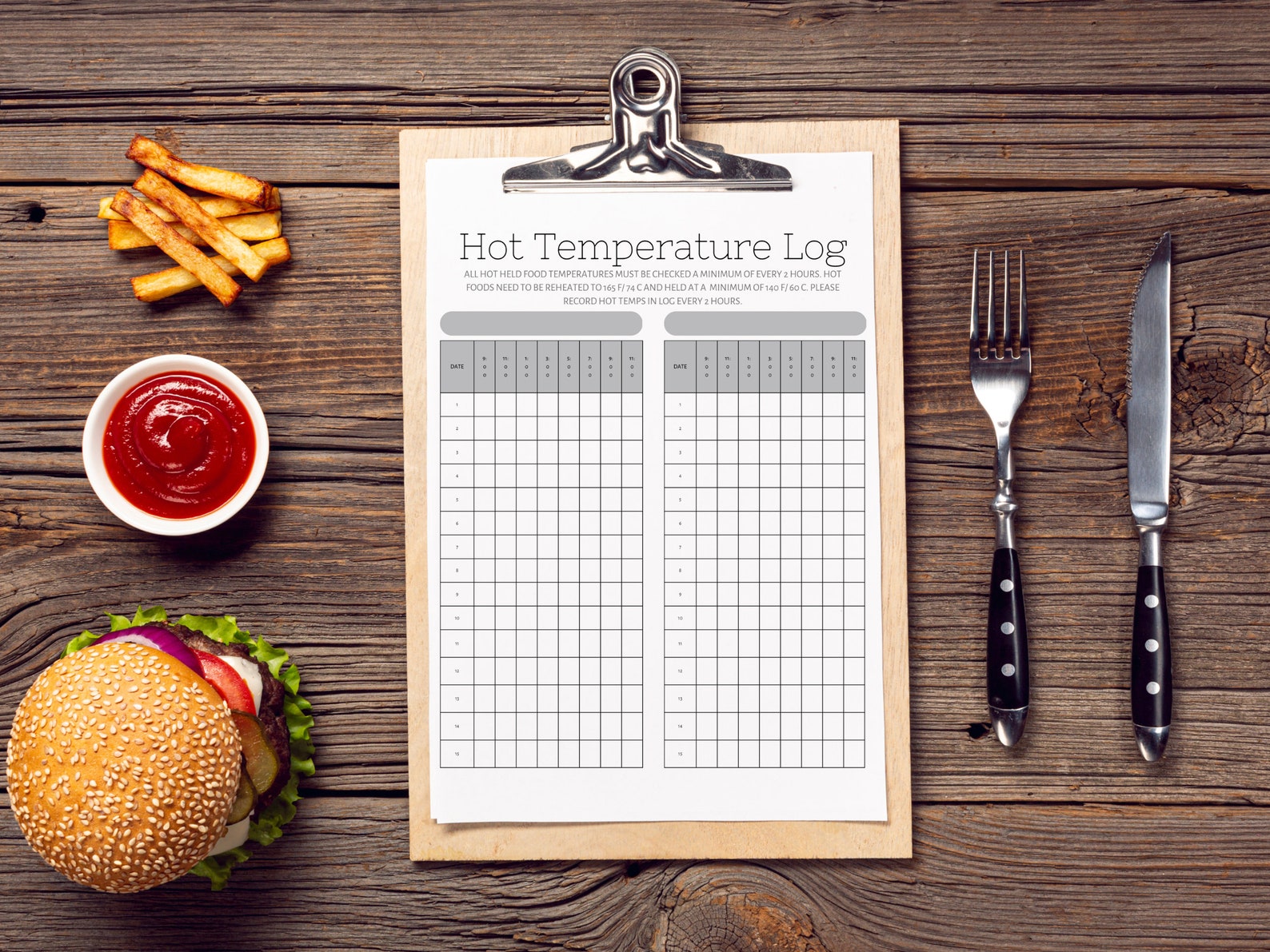 Hot Food Temperature Log Hot Food Record Sheet Editable Etsy